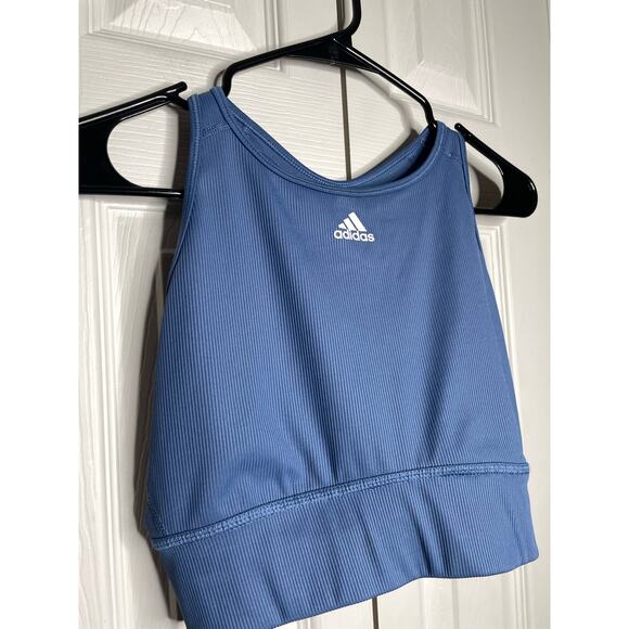 Adidas Sports Bra Blue High Neck Womens Size Large - Picture 2 of 4